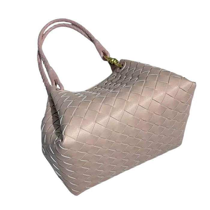 L'Ora D'Oro PT Powder Pink Weave Leather Bag