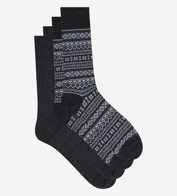 Lot de 2 chaussettes homme anthracite Coton Fancy
