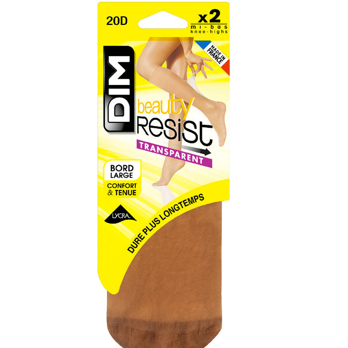 Lot de 2 mi-bas transparents cannelle Resist