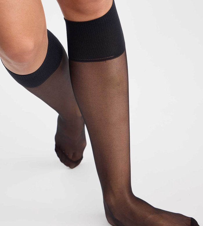 Lot de 2 mi-bas transparents noirs Resist
