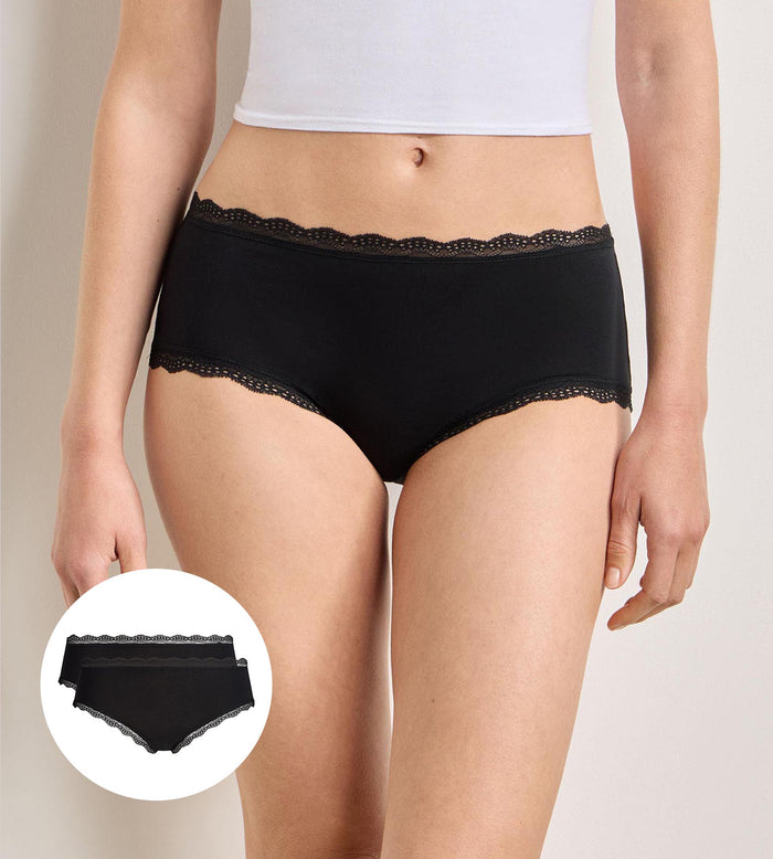 Lot de 2 shortys noir Daily Coton Dentelle