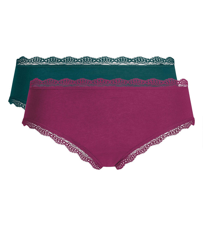 Lot de 2 shortys rose émeraude Daily Coton Dentelle