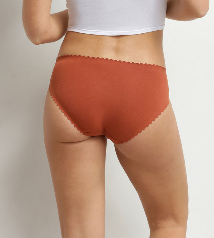 Lot de 2 slips femme coton stretch Blanc Brun Body Touch