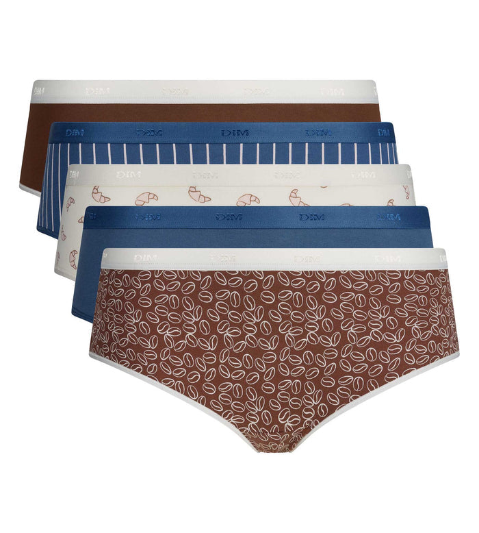 Lot de 5 shortys délice café Les Pockets Coton