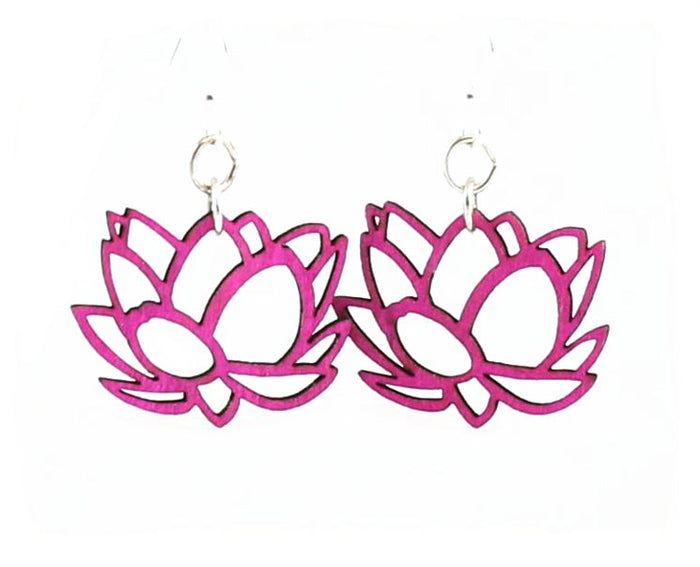 Lotus blossom earrings with layered petals, eco-friendly laser-cut jewelry made in USA