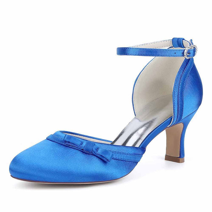 Low Heel Satin Ankle Strap Wedding Shoes | Bridal Dress Shoes for Formal Events & Evening Parties