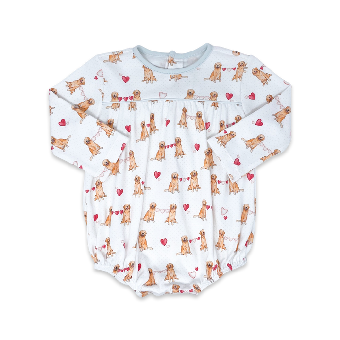 Lullaby Set - Long Sleeve Bubble - Blue Puppy Love