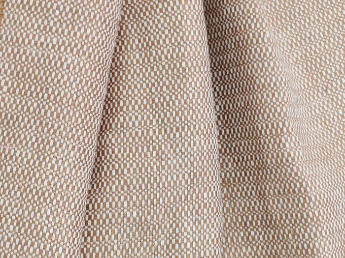 Luminous Linen: 100% Linen Canvas Chambray Fabric with Lurex Foil Print 2340 - The Linen Lab - Beige
