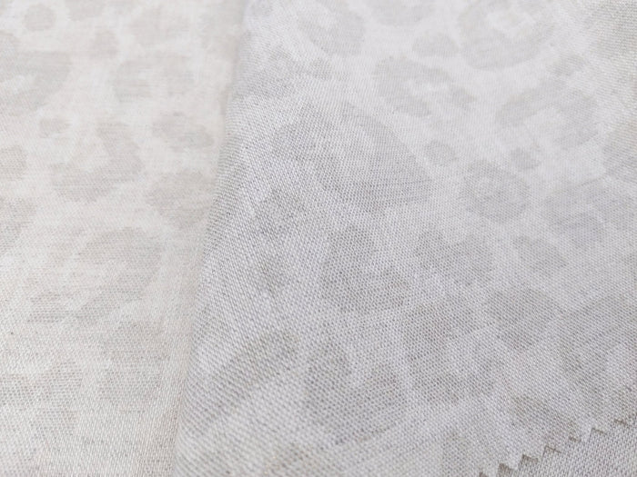 Luxe Safari Elegance: 100% Linen Fabric in Natural Hue with Gold Foil Leopard Print - The Linen Lab - Natural