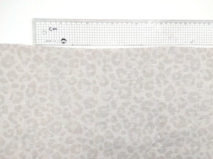 Luxe Safari Elegance: 100% Linen Fabric in Natural Hue with Gold Foil Leopard Print - The Linen Lab - Natural