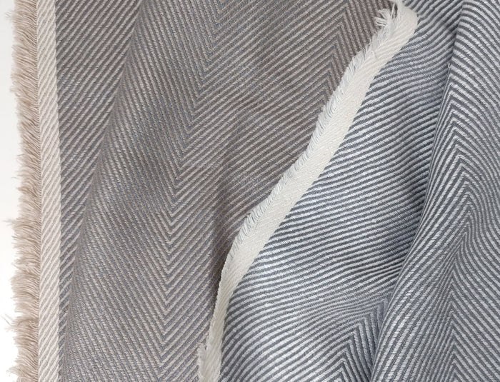 Luxurious Linen-Rayon HBT Fabric: Big Size with Two-Tone Chambray Design 6062 6063 - The Linen Lab - Beige