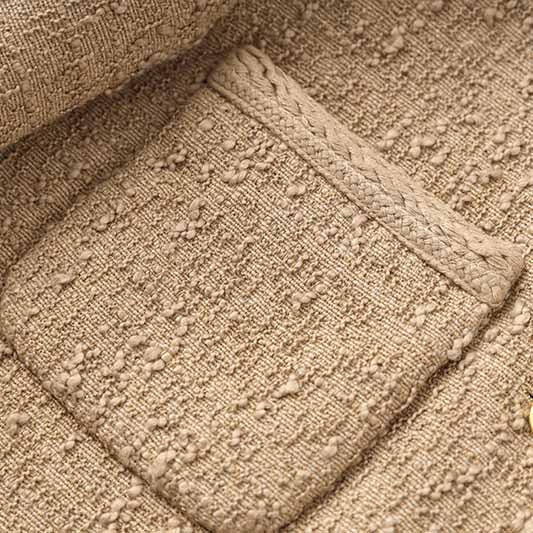Luxury tweed autumn winter coat khaki tweed woolen cloth jacket