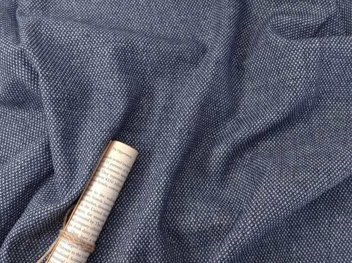 Medium Weight Linen Cotton Polyester Dobby Fabric 4636 - The Linen Lab - Navy(Dark)