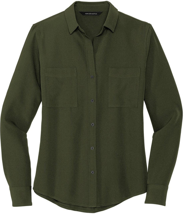 MERCER+METTLE Ladies Stretch Crepe Long Sleeve Camp Blouse