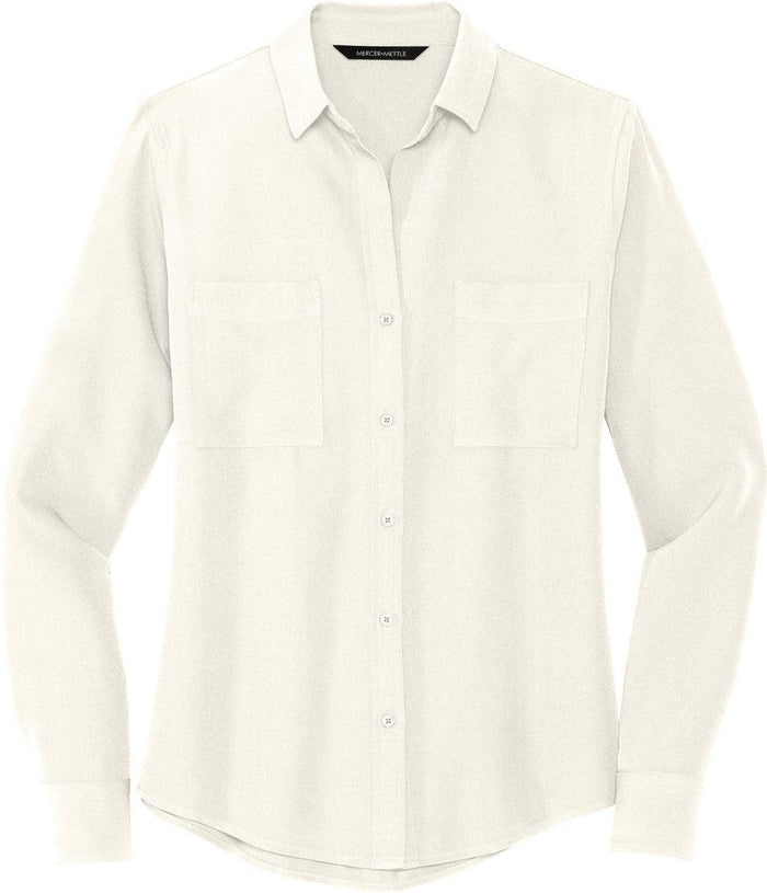 MERCER+METTLE Ladies Stretch Crepe Long Sleeve Camp Blouse