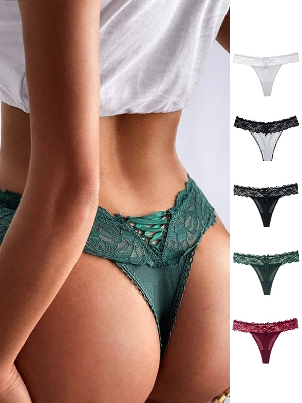 Mesh Solid Color Lace Underwears