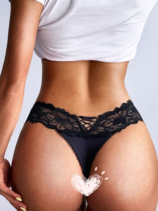 Mesh Solid Color Lace Underwears