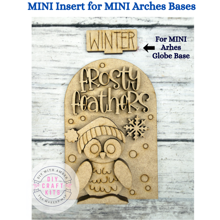 MINI Frosty Feathers Owl Arch Insert for Interchangeable MINI Arches Bases