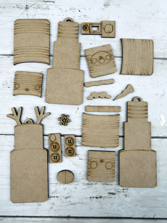 Mini Ornament Set Wood Tin Cans DIY Kit