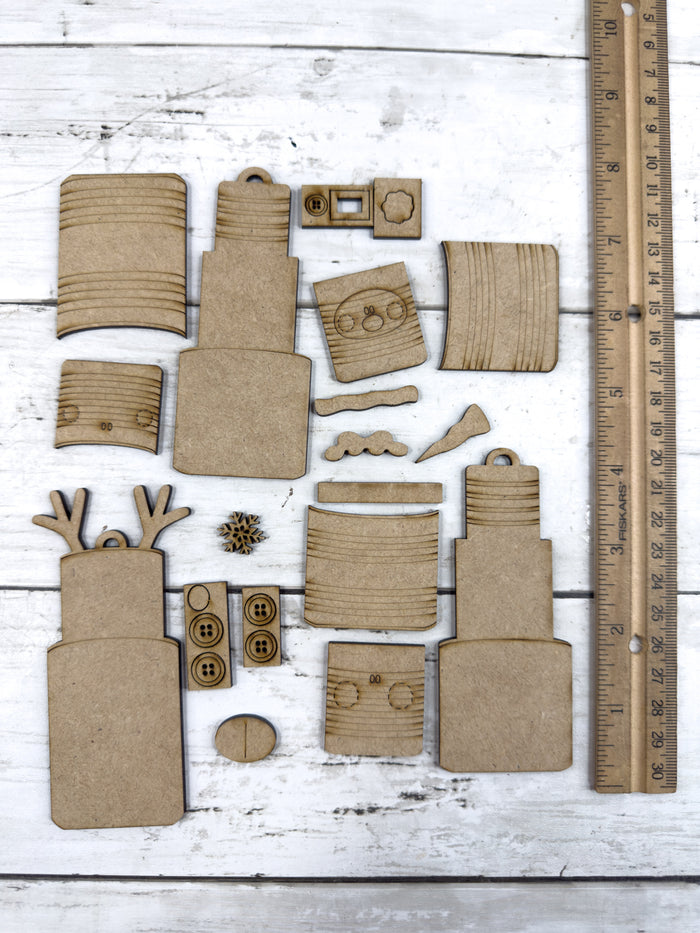 Mini Ornament Set Wood Tin Cans DIY Kit