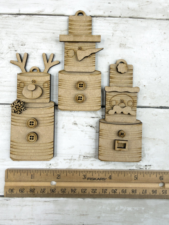 Mini Ornament Set Wood Tin Cans DIY Kit