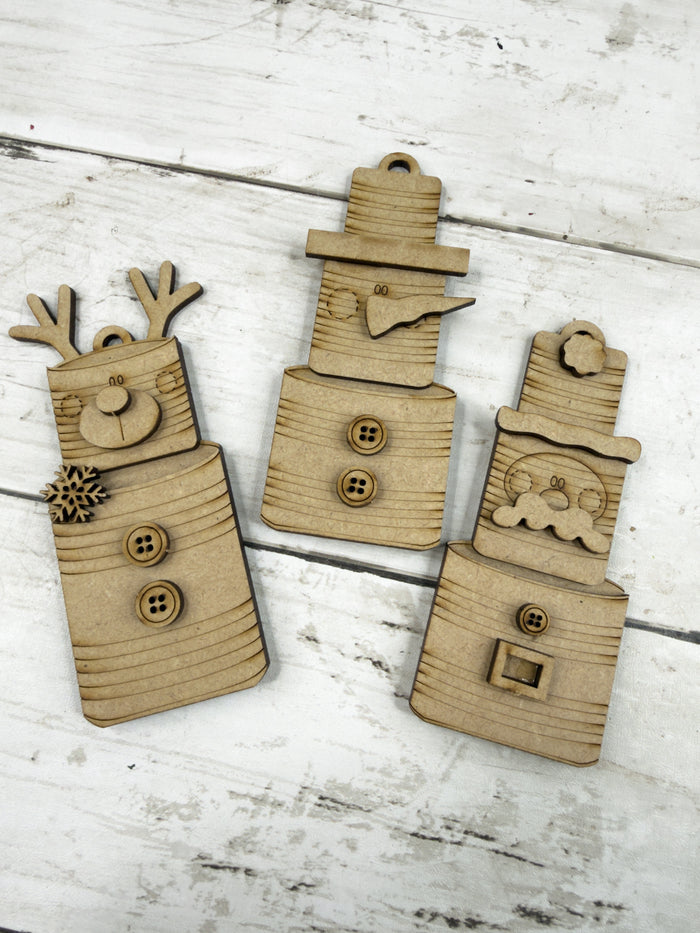 Mini Ornament Set Wood Tin Cans DIY Kit
