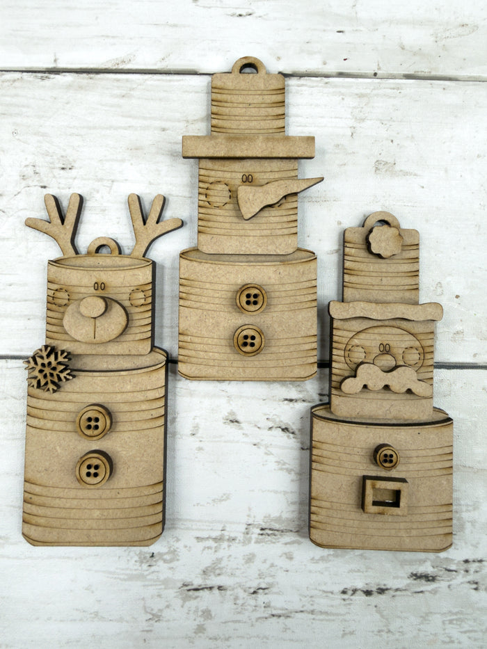 Mini Ornament Set Wood Tin Cans DIY Kit