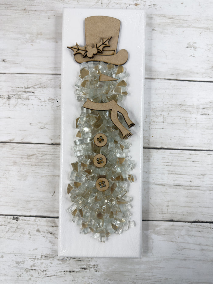 Mini Snowman 4x12 Crushed Glass Canvas Project Kit