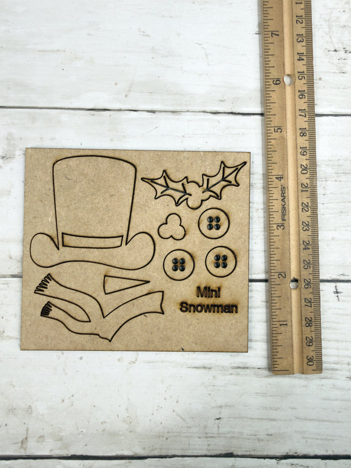 Mini Snowman 4x12 Crushed Glass Canvas Project Kit