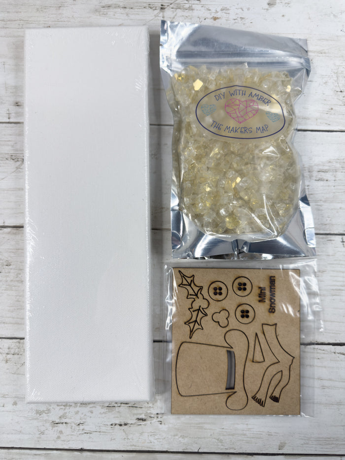 Mini Snowman 4x12 Crushed Glass Canvas Project Kit