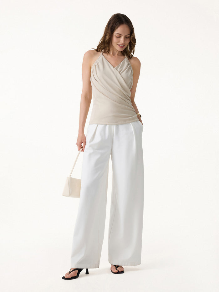 OGLmove Halter Neck Surplice Ruched Bra Top