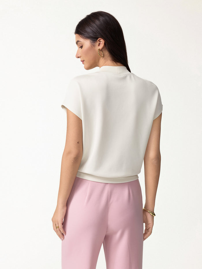 OGLmove Modal Spacer Knit Mock Neck Cap Sleeve Top