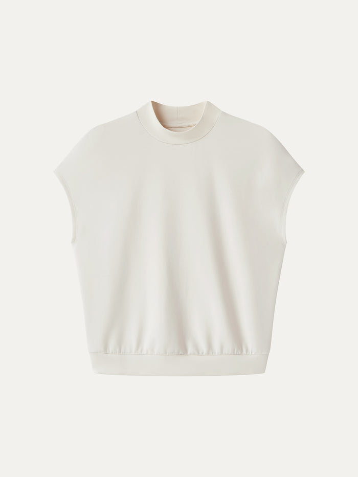 OGLmove Modal Spacer Knit Mock Neck Cap Sleeve Top