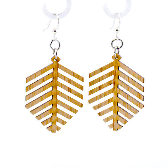 Bamboo modern leaf earrings with clean silhouette, laser-cut and made in USA