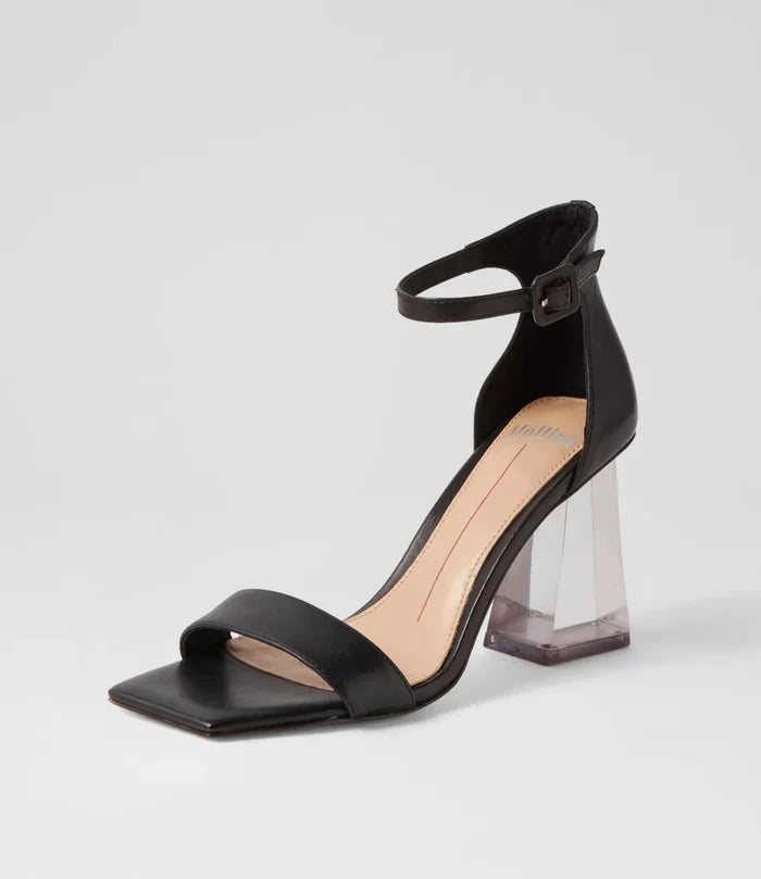 Mollini Messi Black Leather Heels