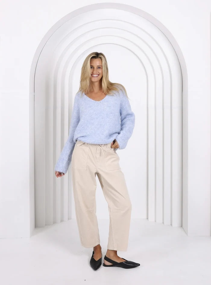 Monaco  Stone Corduroy Leo Barrel Pants