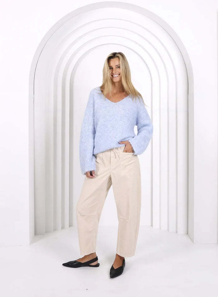Monaco  Stone Corduroy Leo Barrel Pants