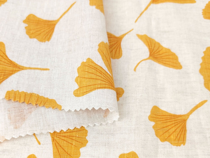 Morning Calm Ginkgo: 100% Linen Fabric 7912 8194 8195