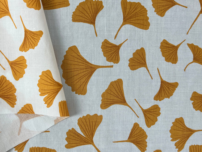 Morning Calm Ginkgo Print – Soft & Wrinkle-Resistant Ramie Blend Fabric 8336 8437