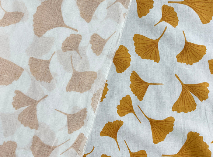 Morning Calm Ginkgo Print – Soft & Wrinkle-Resistant Ramie Blend Fabric 8336 8437