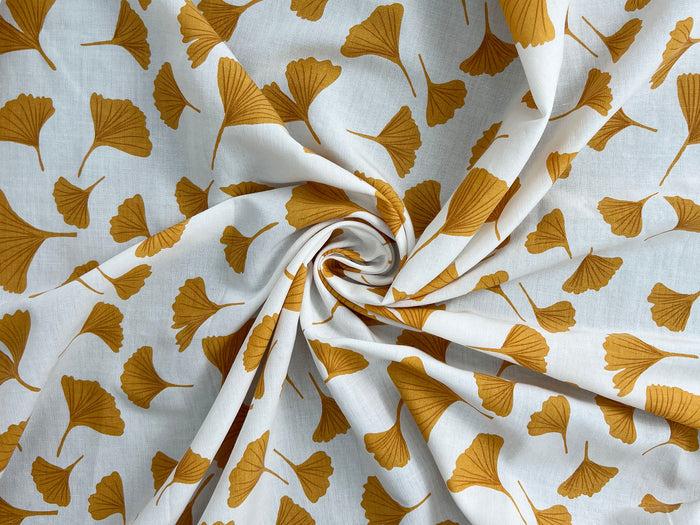 Morning Calm Ginkgo Print – Soft & Wrinkle-Resistant Ramie Blend Fabric 8336 8437