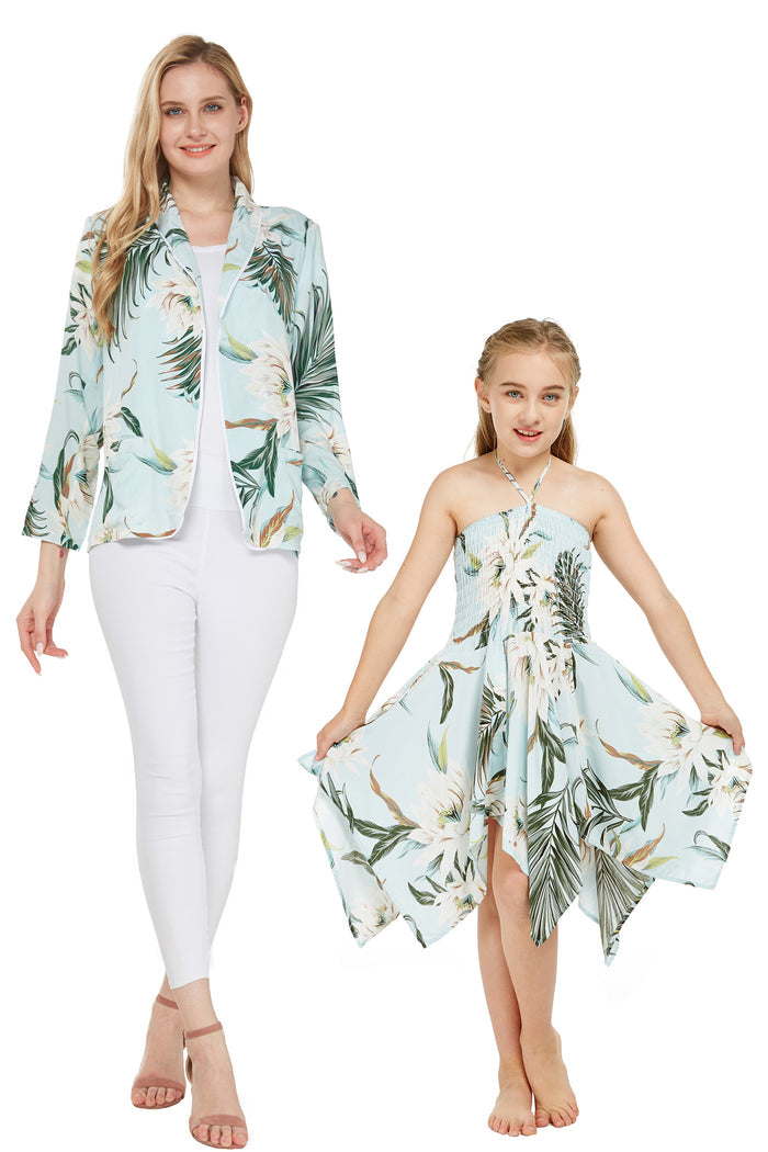 Mother Daughter Hauoli Hikikii Set in Wispy Cereus Light Blue