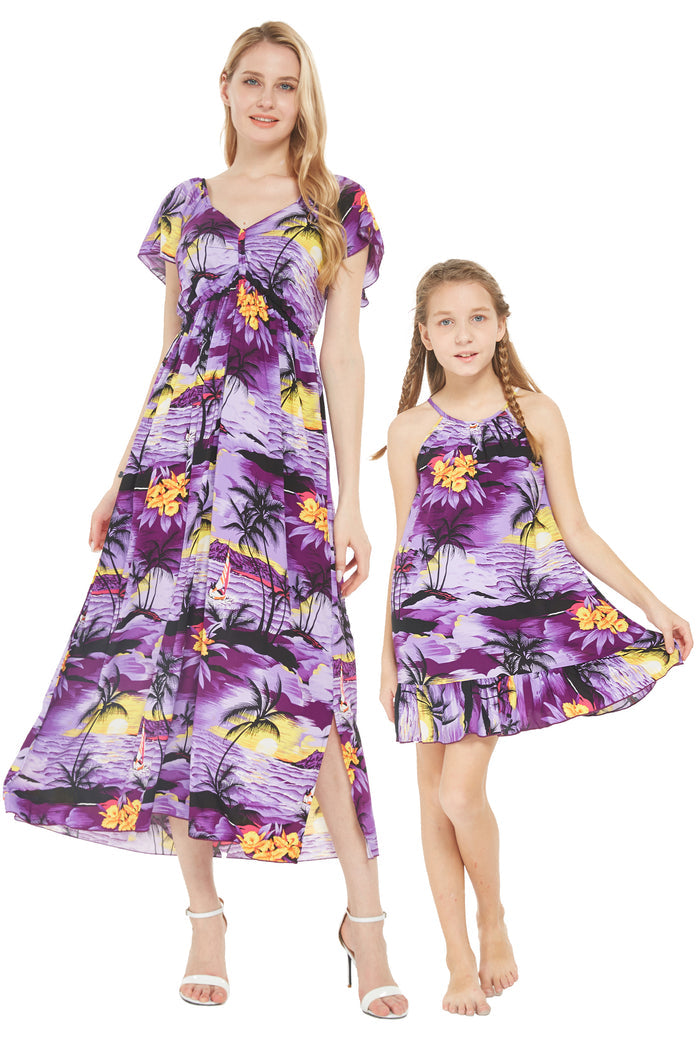 Mother Daughter Lilikoi Set in Sunset Purple