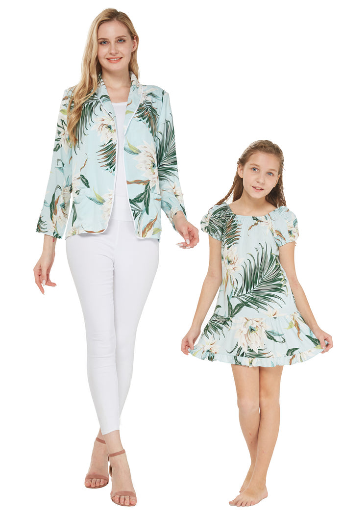 Mother Daughter Mahina Mahalo Set in Wispy Cereus Light Blue