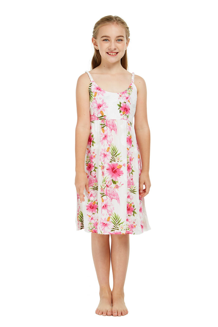 Mother Daughter Naia Nani Set in Pink Hibiscus Vine White