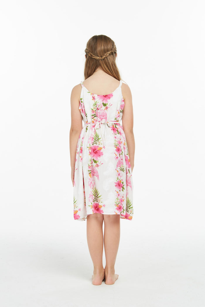 Mother Daughter Naia Nani Set in Pink Hibiscus Vine White