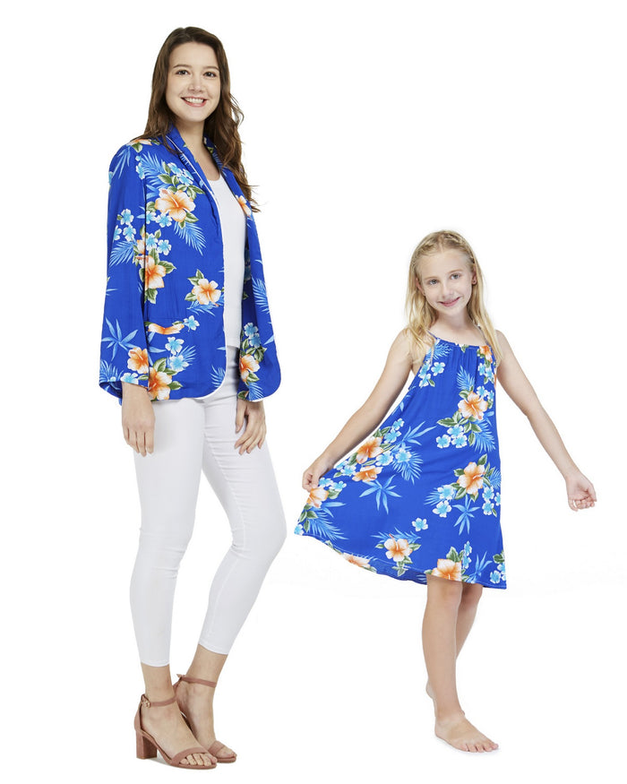 Mother Daughter Nani Malu Set in Hibiscus Blue