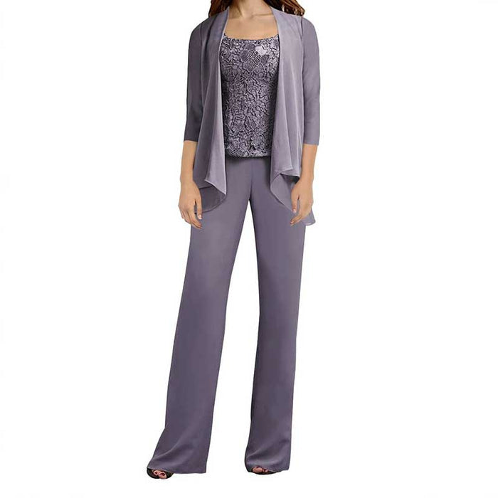 Mother of The Bride Dresses Pant Suits Three Pieces Formal Suit Lace Wedding Guest Outfit