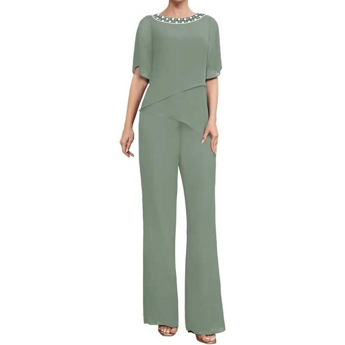 Mother of The Bride Pants Suits for Wedding Chiffon Wedding Guest Outfit