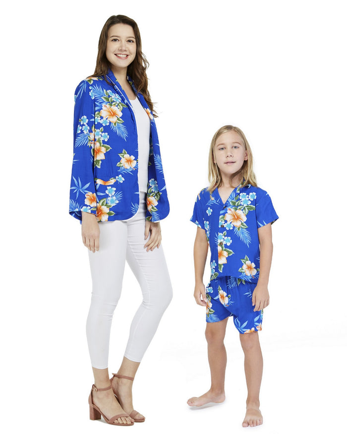 Mother Son Keaau Set in Hibiscus Blue